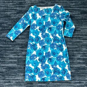 Knee length blue floral Joan Vass dress